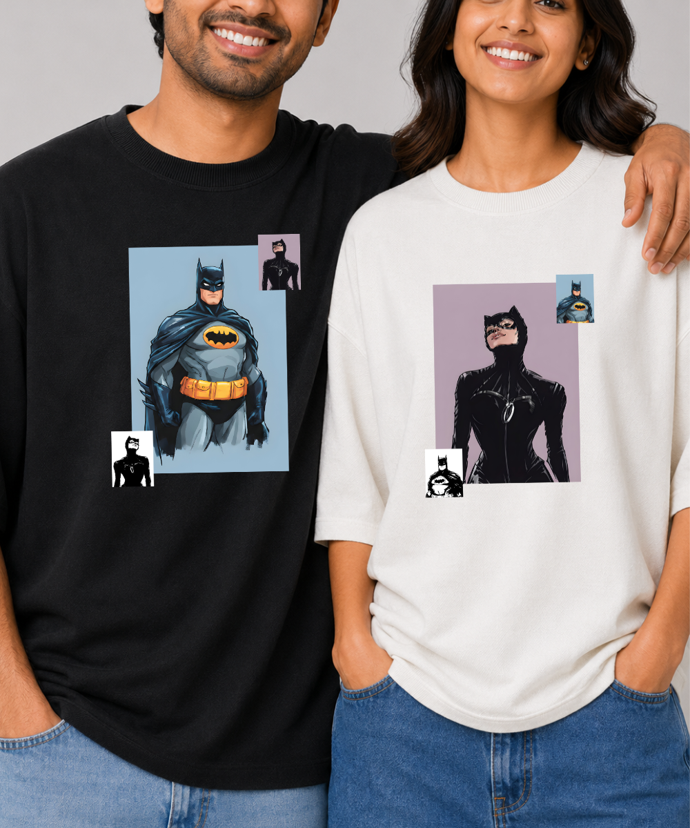 Dark Knight / Femme Fatale – Couple Oversized Fit T-shirts (Set of 2)