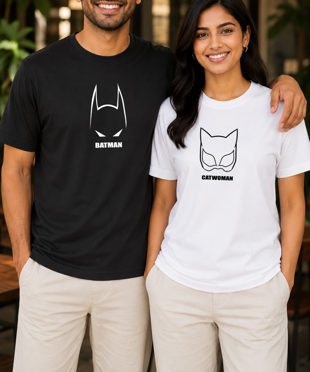 Batman / Catwoman –  Couple Regular Fit T-shirts (Set of 2)
