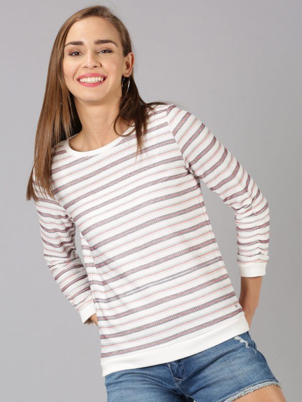 Casual Full Sleeve Jacquard White Top