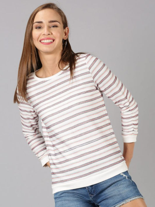 Casual Full Sleeve Jacquard White Top