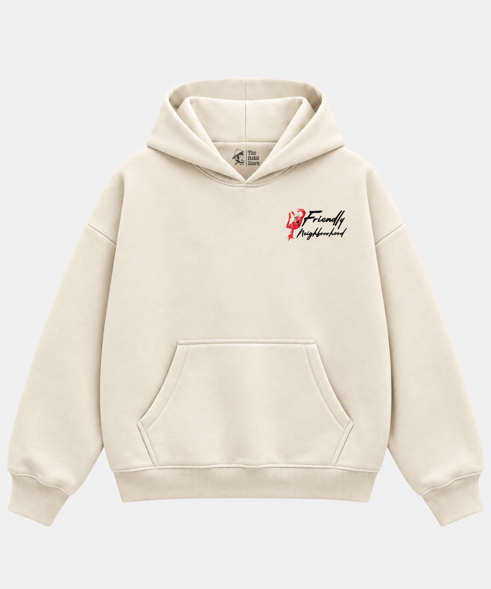 Friendly Neighbourhood Spiderman – Cream Boxy Hoodie – 100% Cotton Fleece