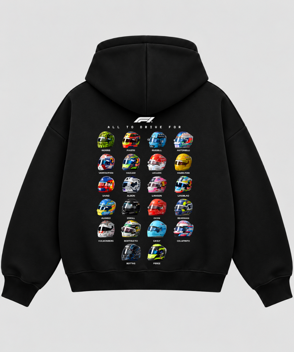 All To Drive For – Black Boxy Hoodie – 100% Cotton Fleece