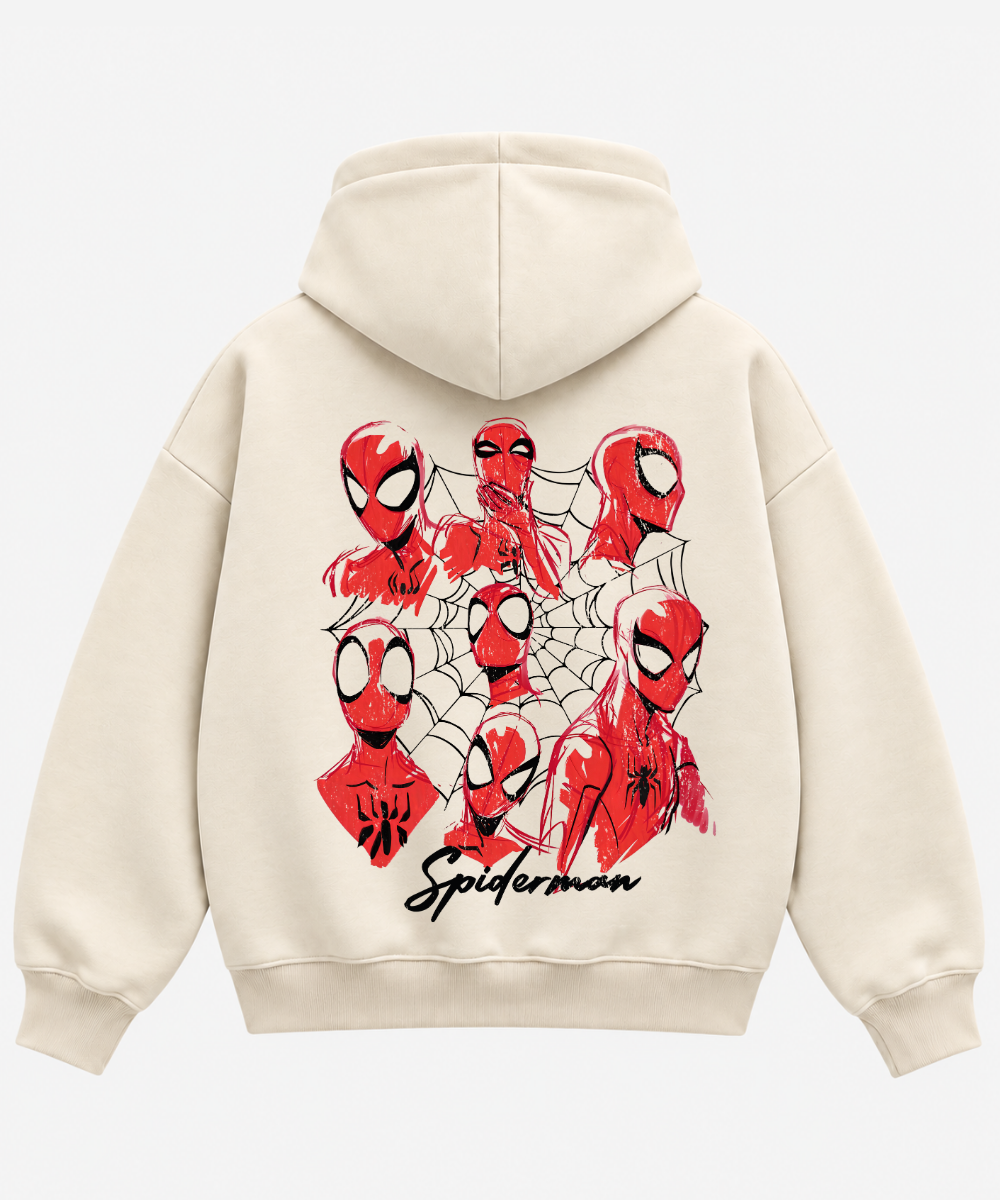 Friendly Neighbourhood Spiderman – Cream Boxy Hoodie – 100% Cotton Fleece