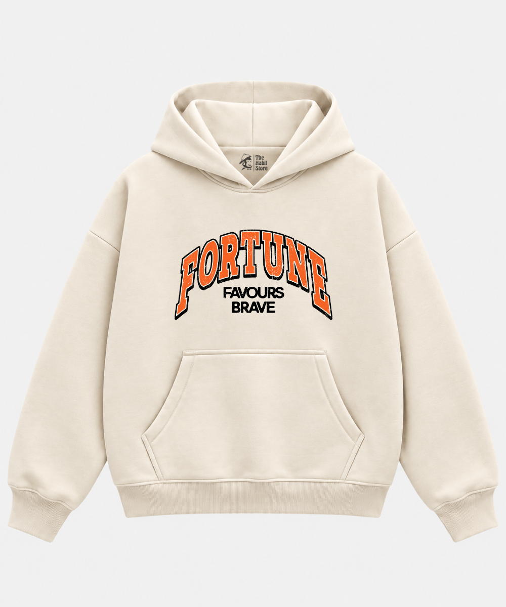 Take The Risk – Cream Boxy Hoodie – 100% Cotton Fleece