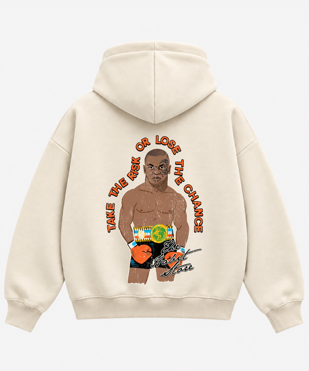 Take The Risk – Cream Boxy Hoodie – 100% Cotton Fleece