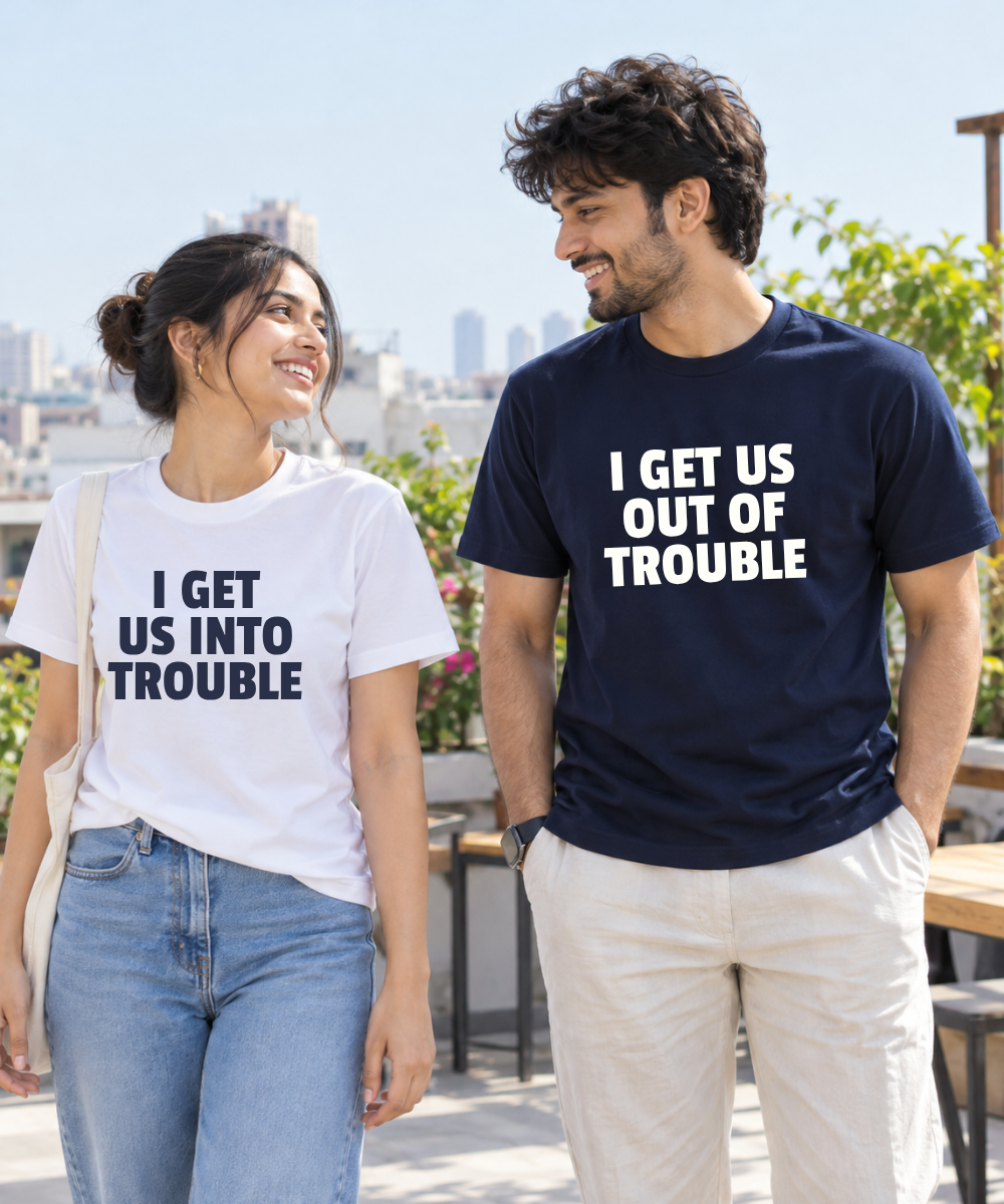 Trouble Makers – Couple Regular Fit T-shirts (Set of 2)