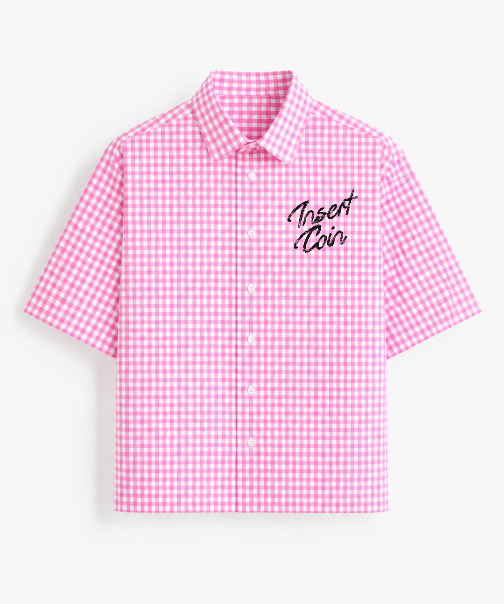 Your Opinion - Pink Gingham Boxy Fit Half Sleeve Check Shirt