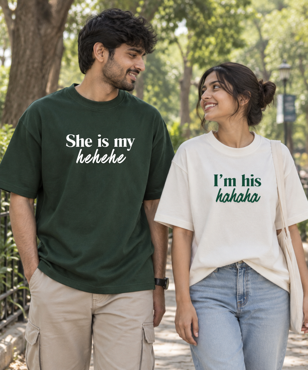 The Laughing Duo – Couple Oversized Fit T-shirts (Set of 2)