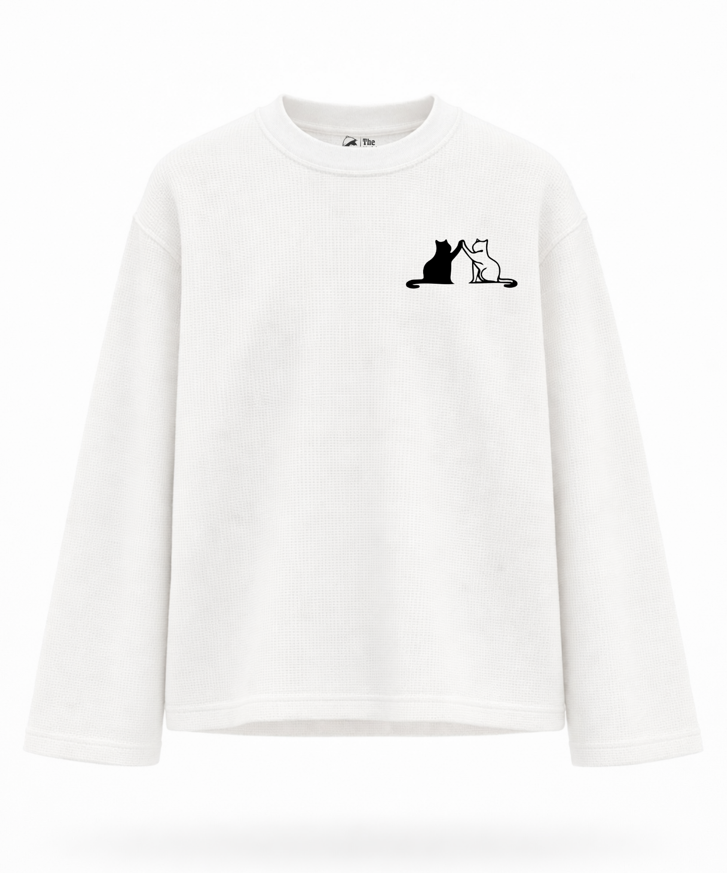 Cat's High Five - Waffle Knit Oversized Full Sleeve