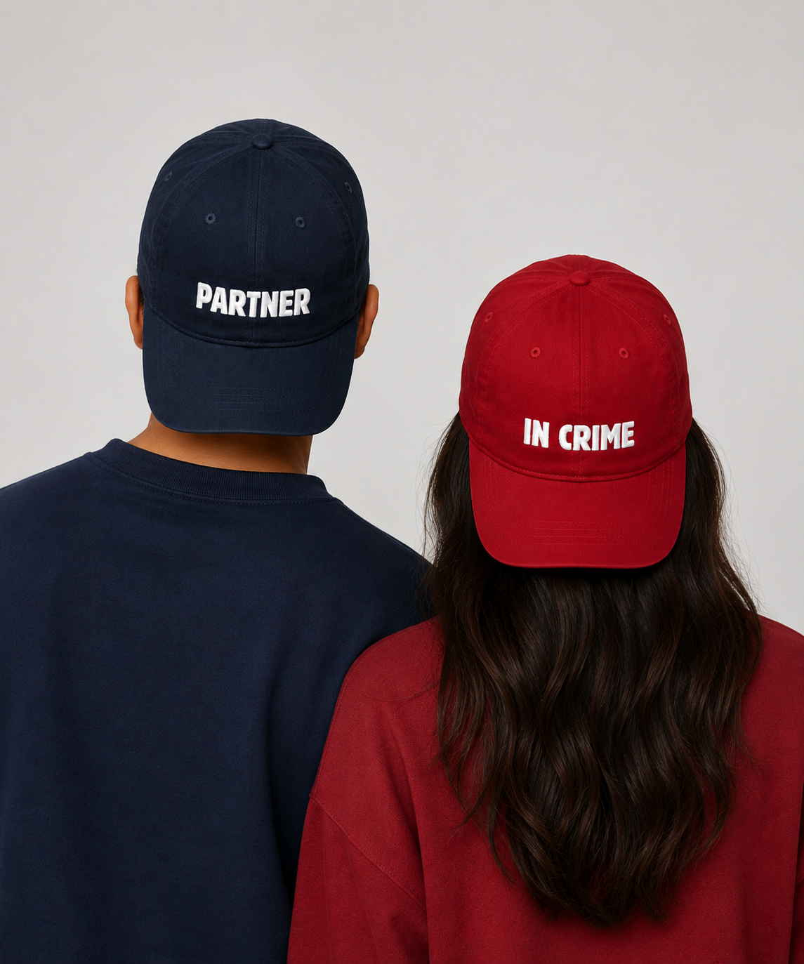 Partner in Crime – Embroidered Couple Caps Set of 2