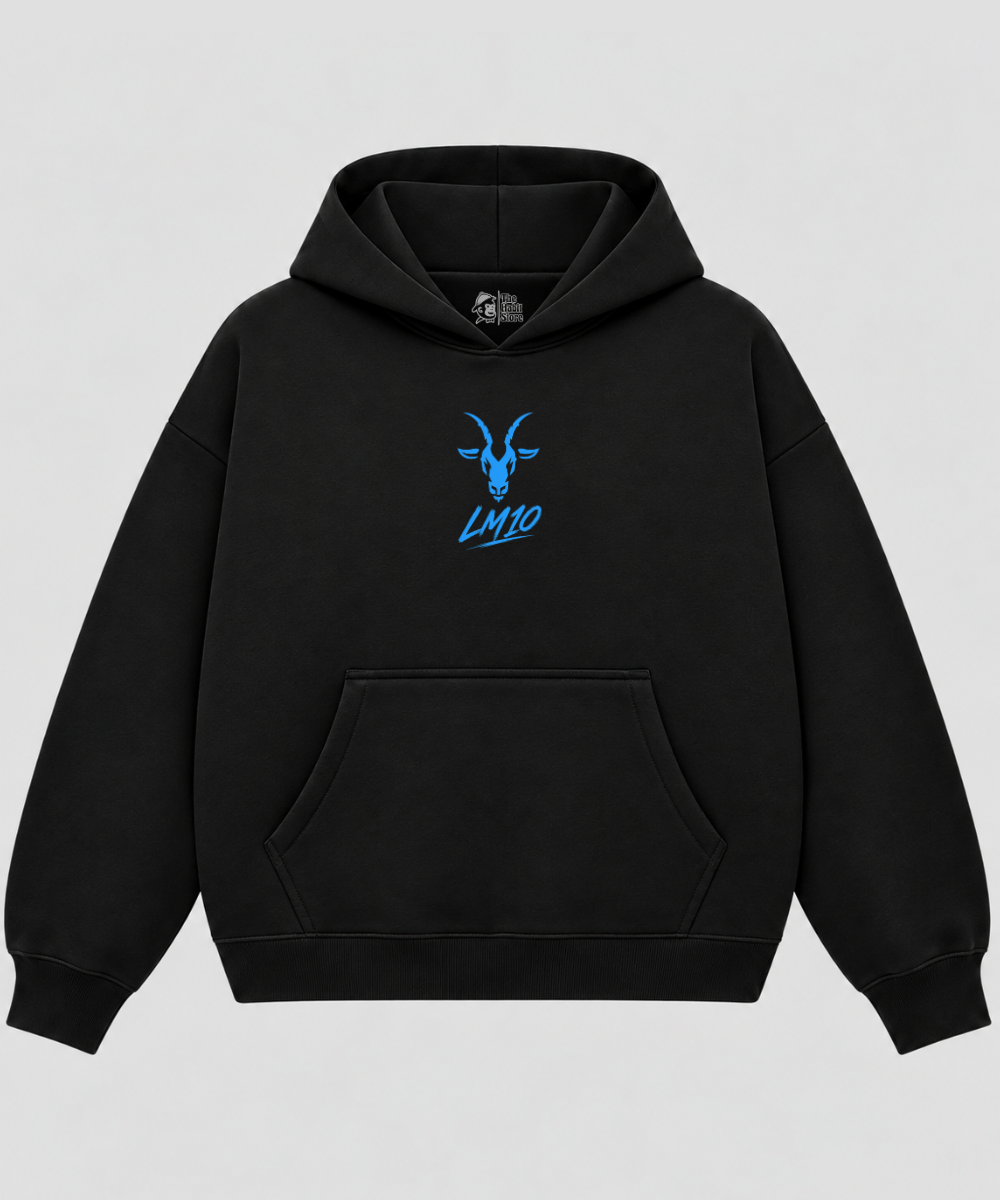 Messi – Black Boxy Hoodie – 100% Cotton Fleece
