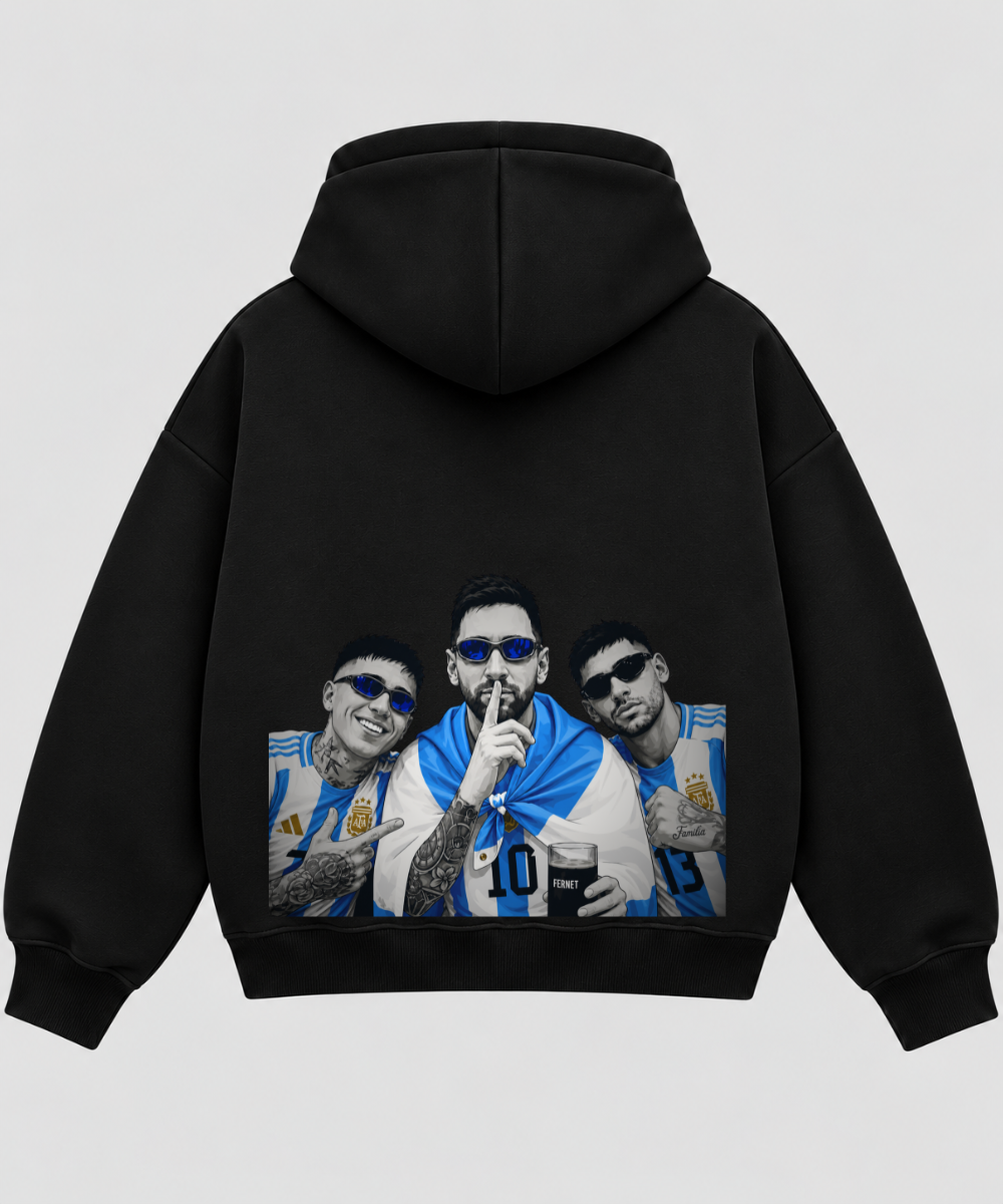 Messi – Black Boxy Hoodie – 100% Cotton Fleece