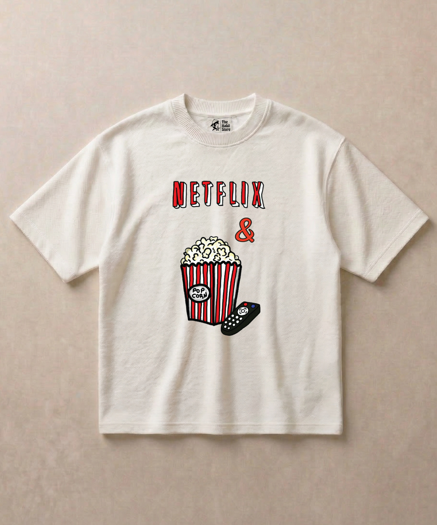 Netflix & Popcorn - Premium French Terry Oversized T-shirt