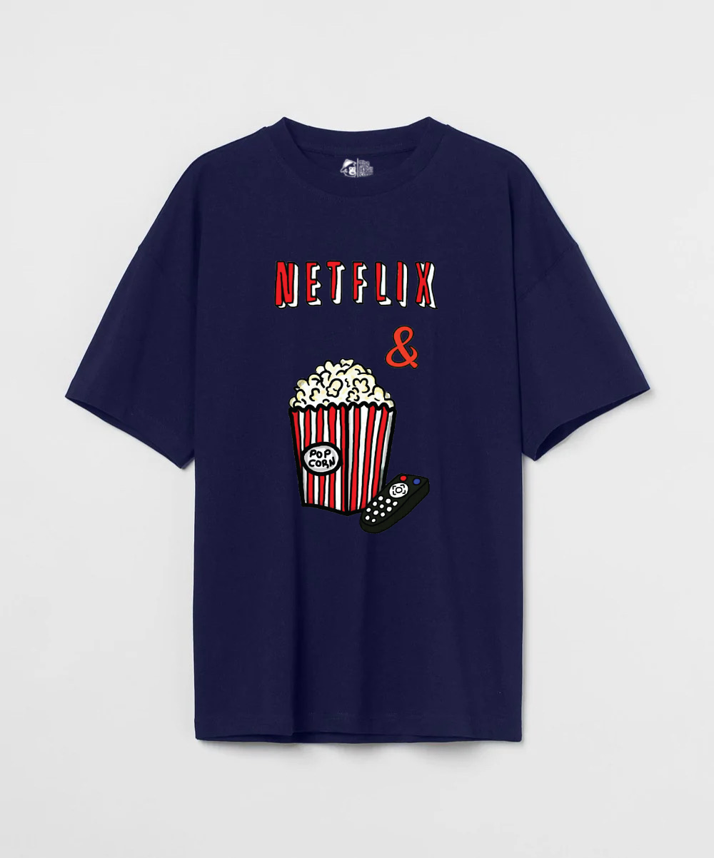 Netflix & Popcorn 240 GSM Unisex Oversized T-shirt