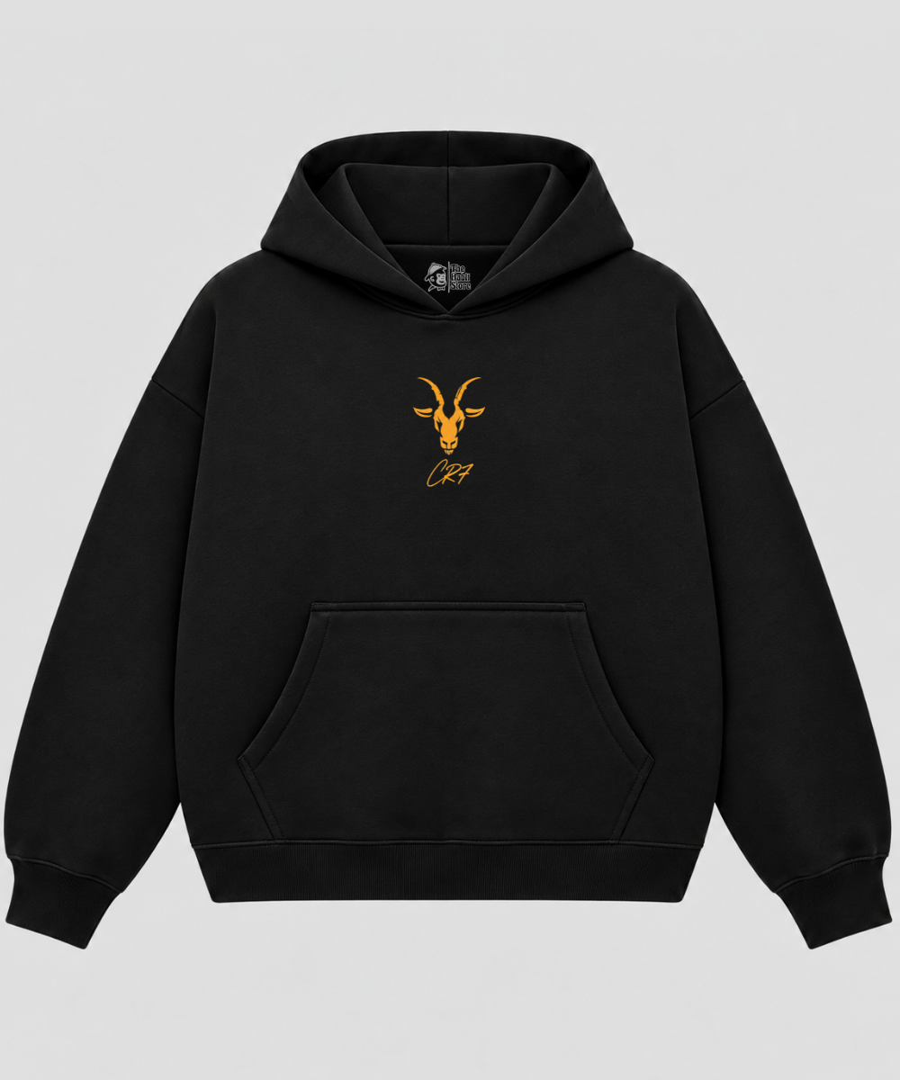 Ronaldo – Black Boxy Hoodie – 100% Cotton Fleece