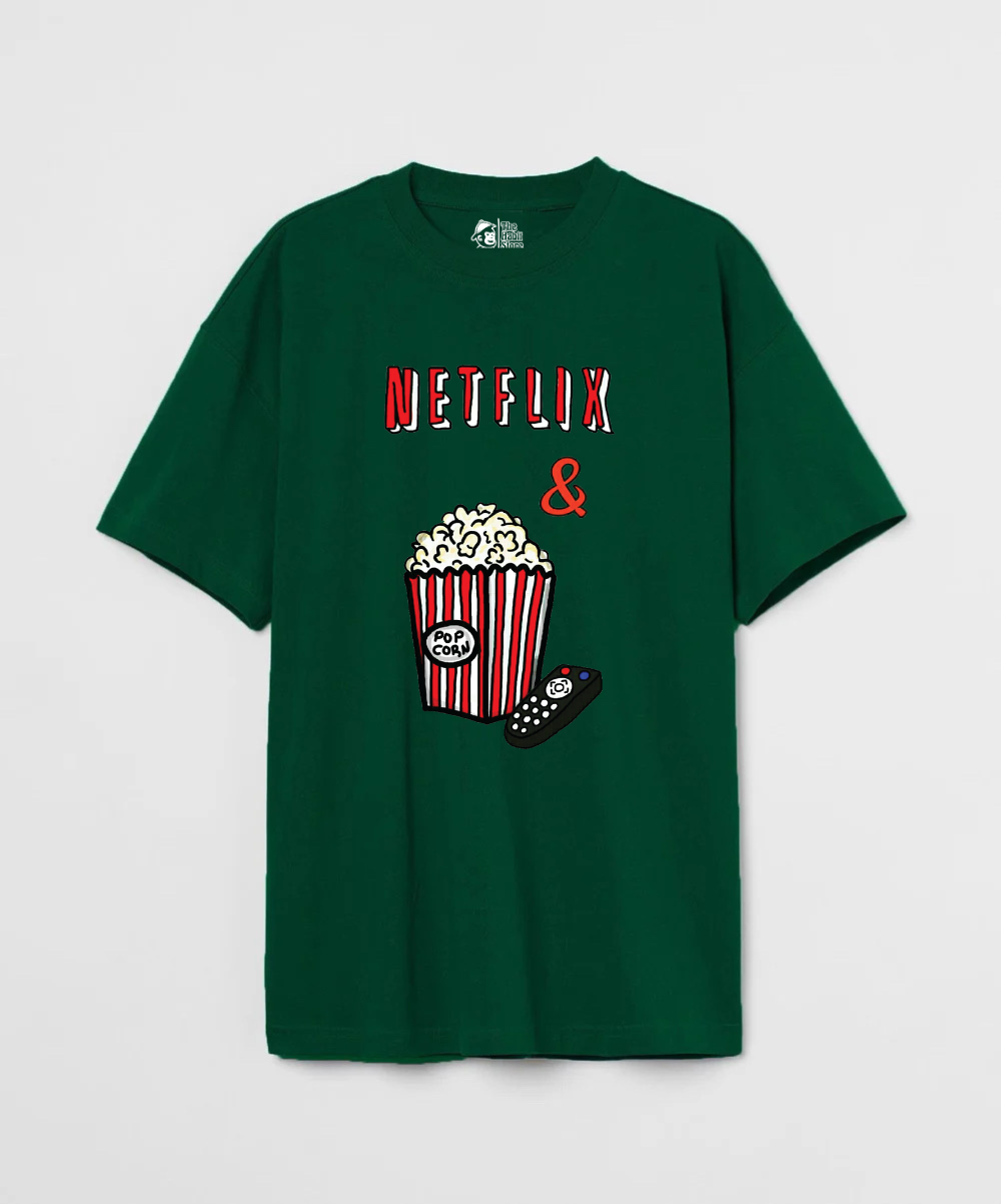 Netflix & Popcorn 240 GSM Unisex Oversized T-shirt