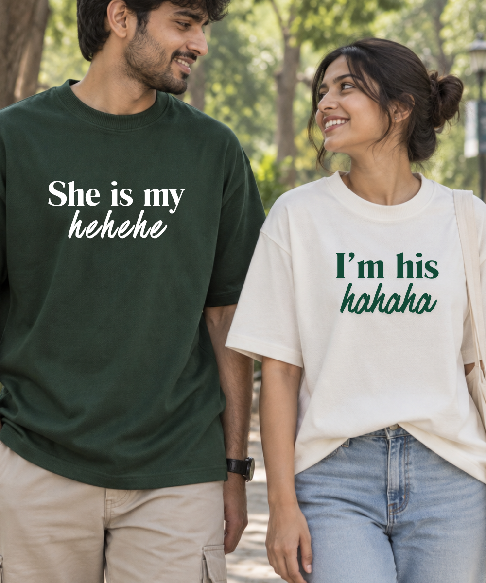 The Laughing Duo – Couple Oversized Fit T-shirts (Set of 2)