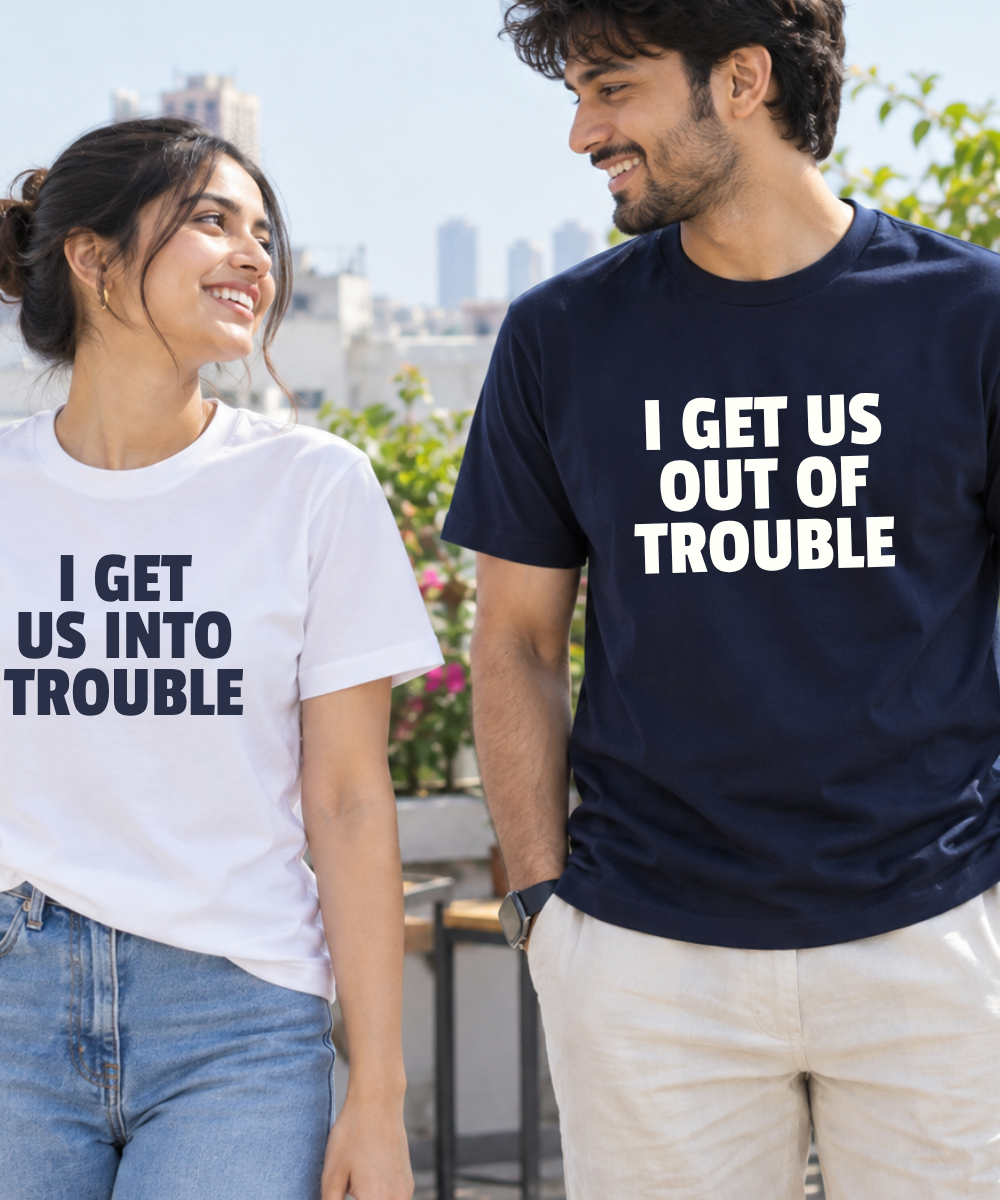 Trouble Makers – Couple Regular Fit T-shirts (Set of 2)
