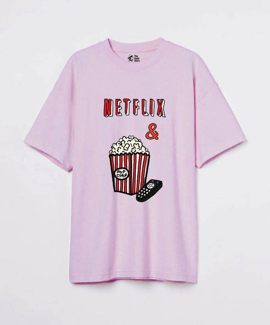 Netflix & Popcorn 240 GSM Unisex Oversized T-shirt