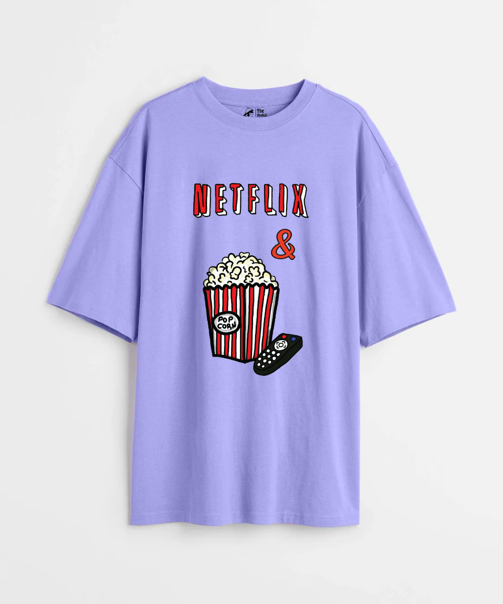 Netflix & Popcorn 240 GSM Unisex Oversized T-shirt