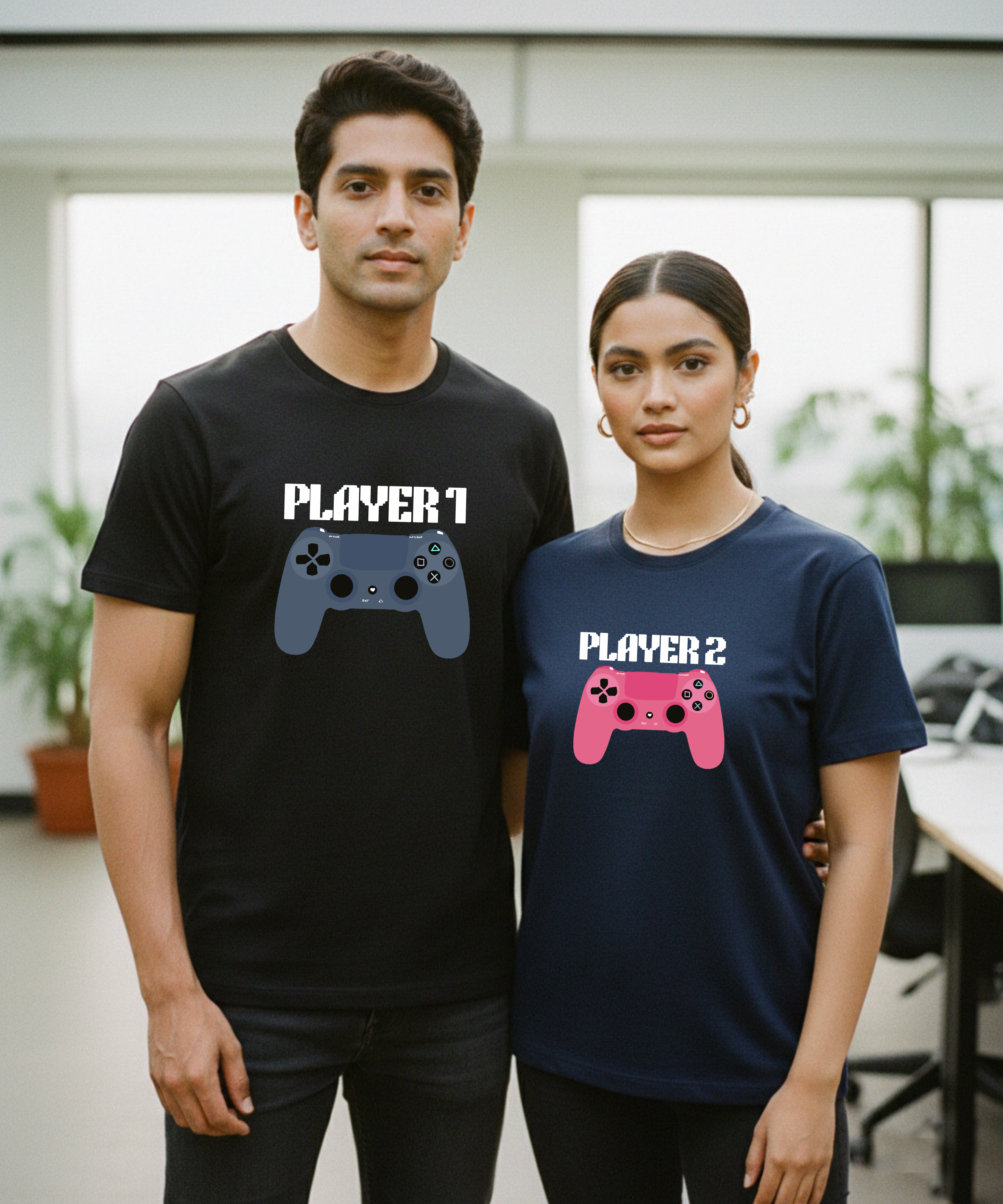 Player 1 / Player 2 – Couple Regular Fit T-shirts (Set of 2)