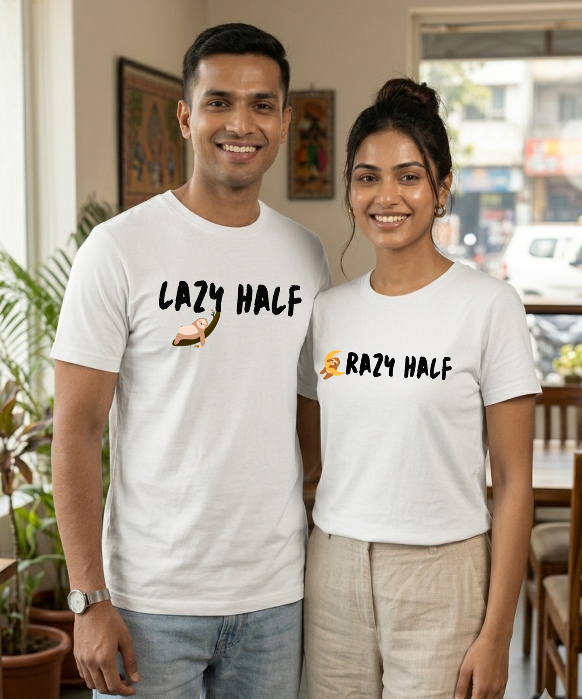 Lazy Half / Crazy Half – Couple Regular Fit T-shirts (Set of 2)
