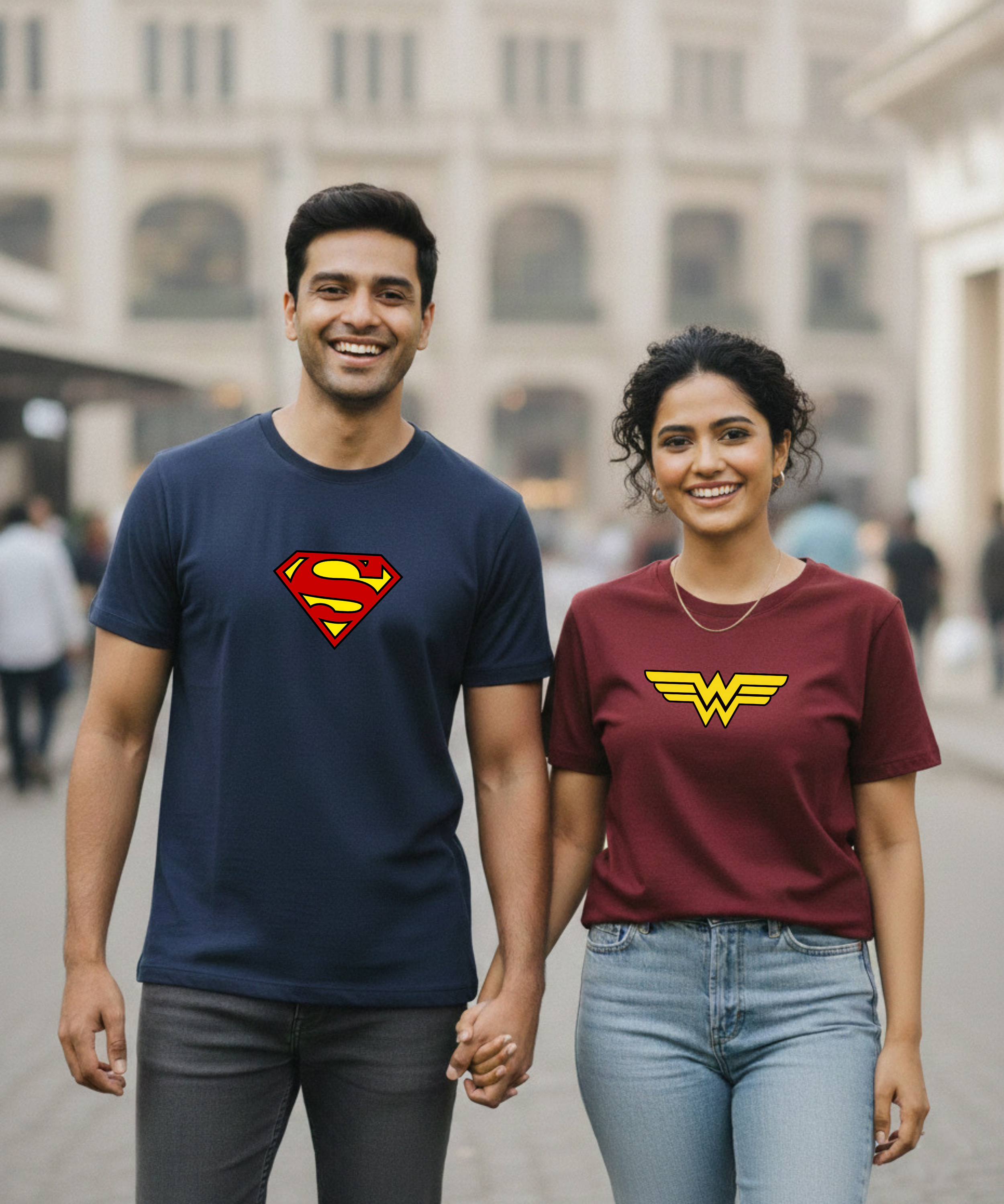 Superman / Wonder Woman – Couple Regular Fit T-shirts (Set of 2)