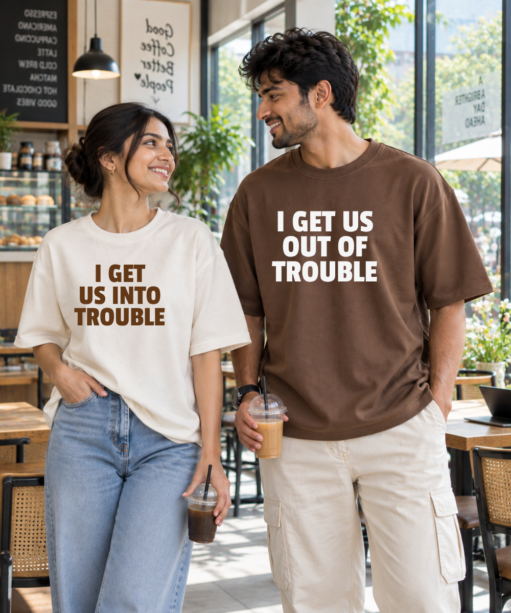 Trouble Makers – Couple Oversized Fit T-shirts (Set of 2)