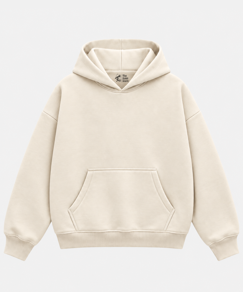 Cream Boxy Hoodie – 100% Cotton Fleece