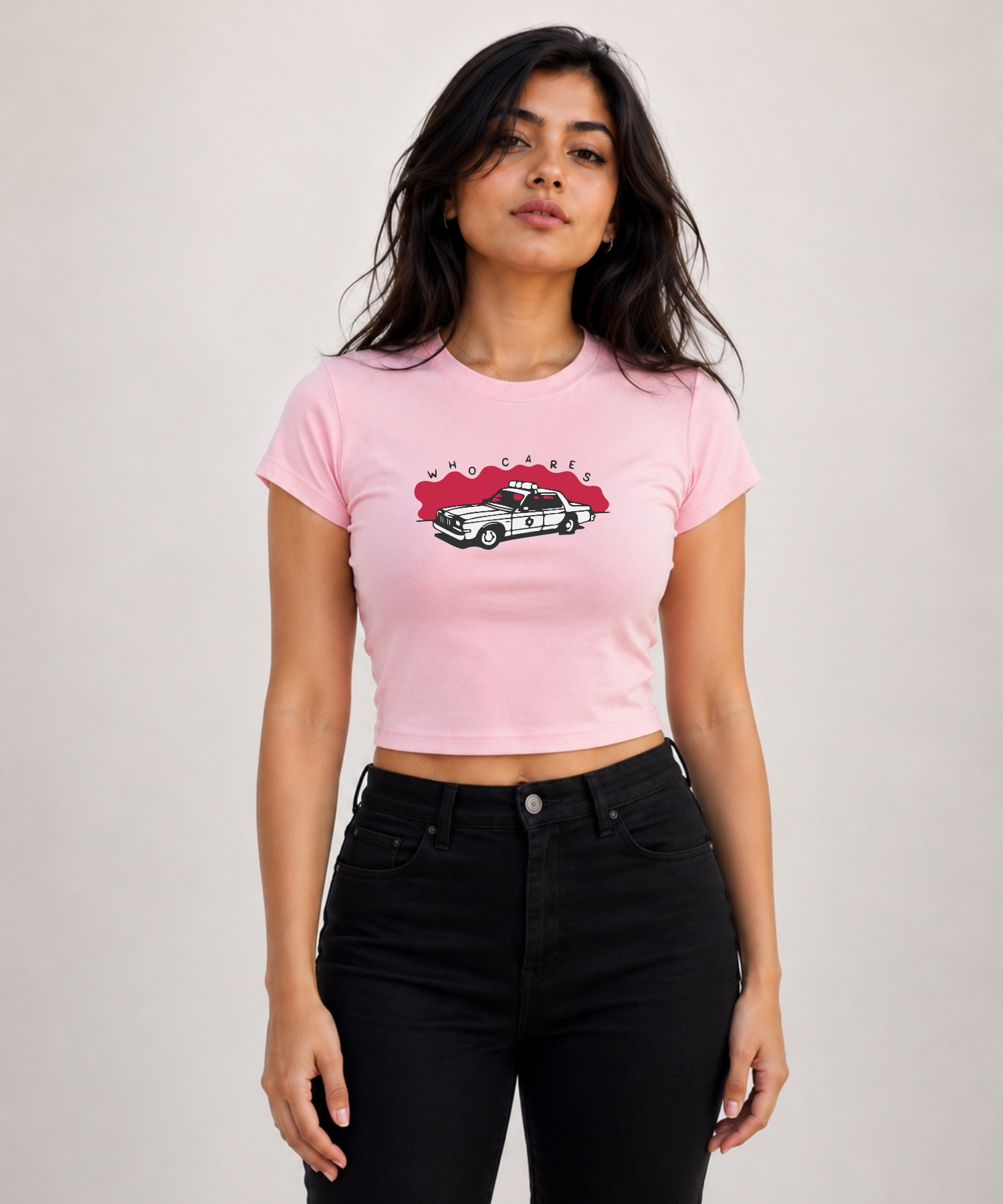 Who Cares — Baby Tee Fitted Crop