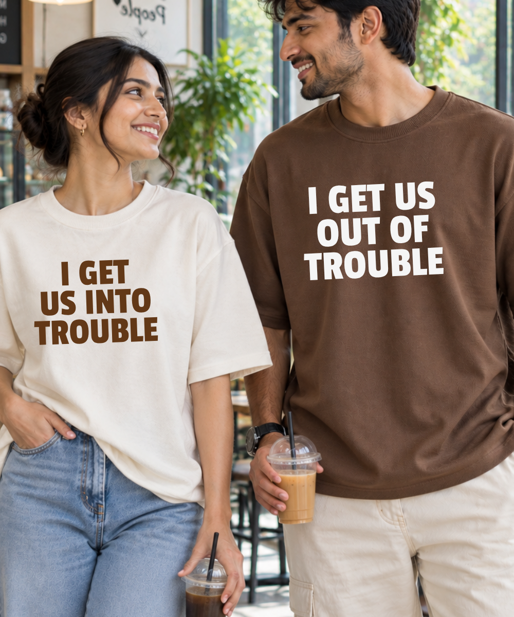 Trouble Makers – Couple Oversized Fit T-shirts (Set of 2)
