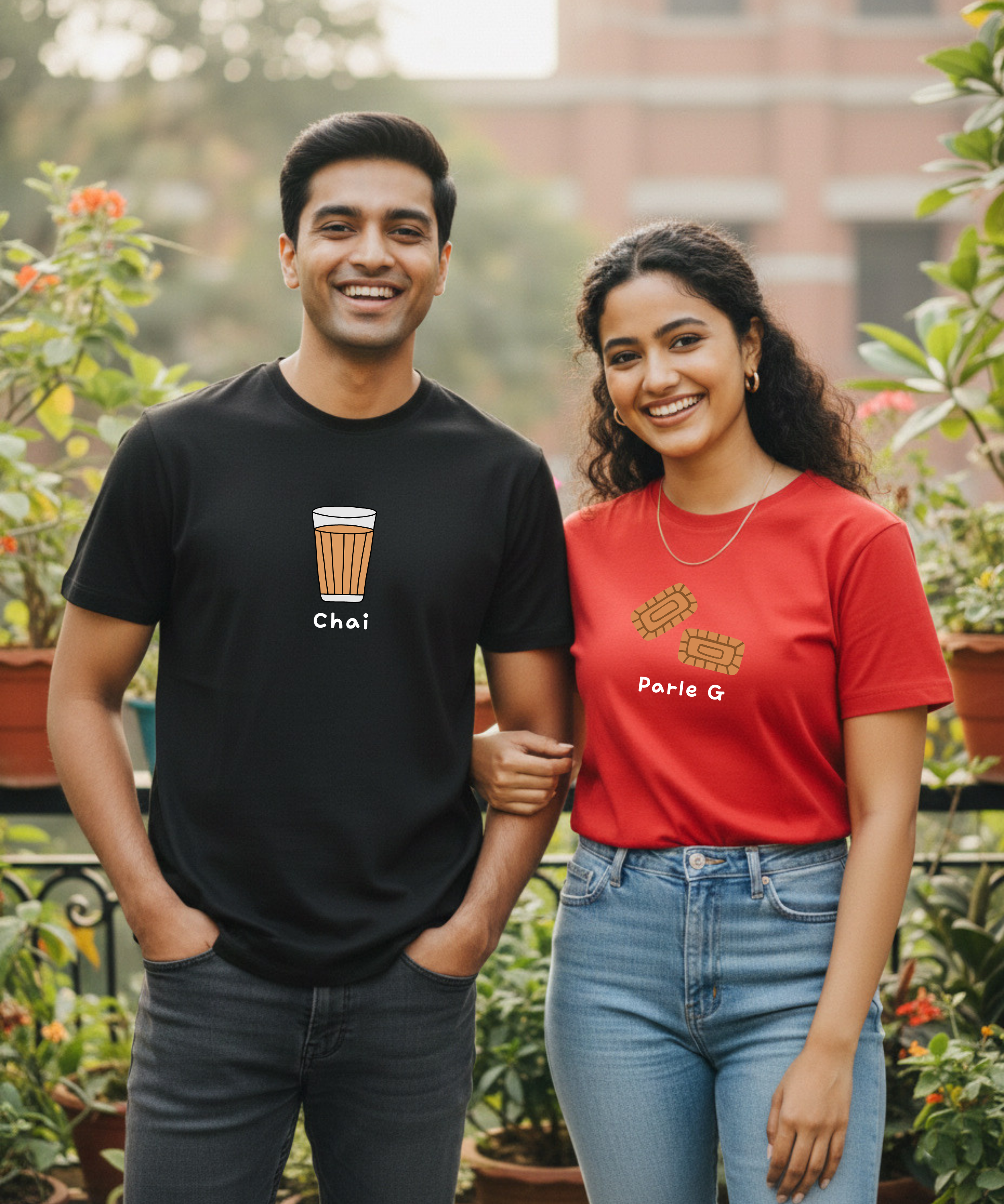 Chai / Parle G – Couple Regular Fit T-shirts (Set of 2)