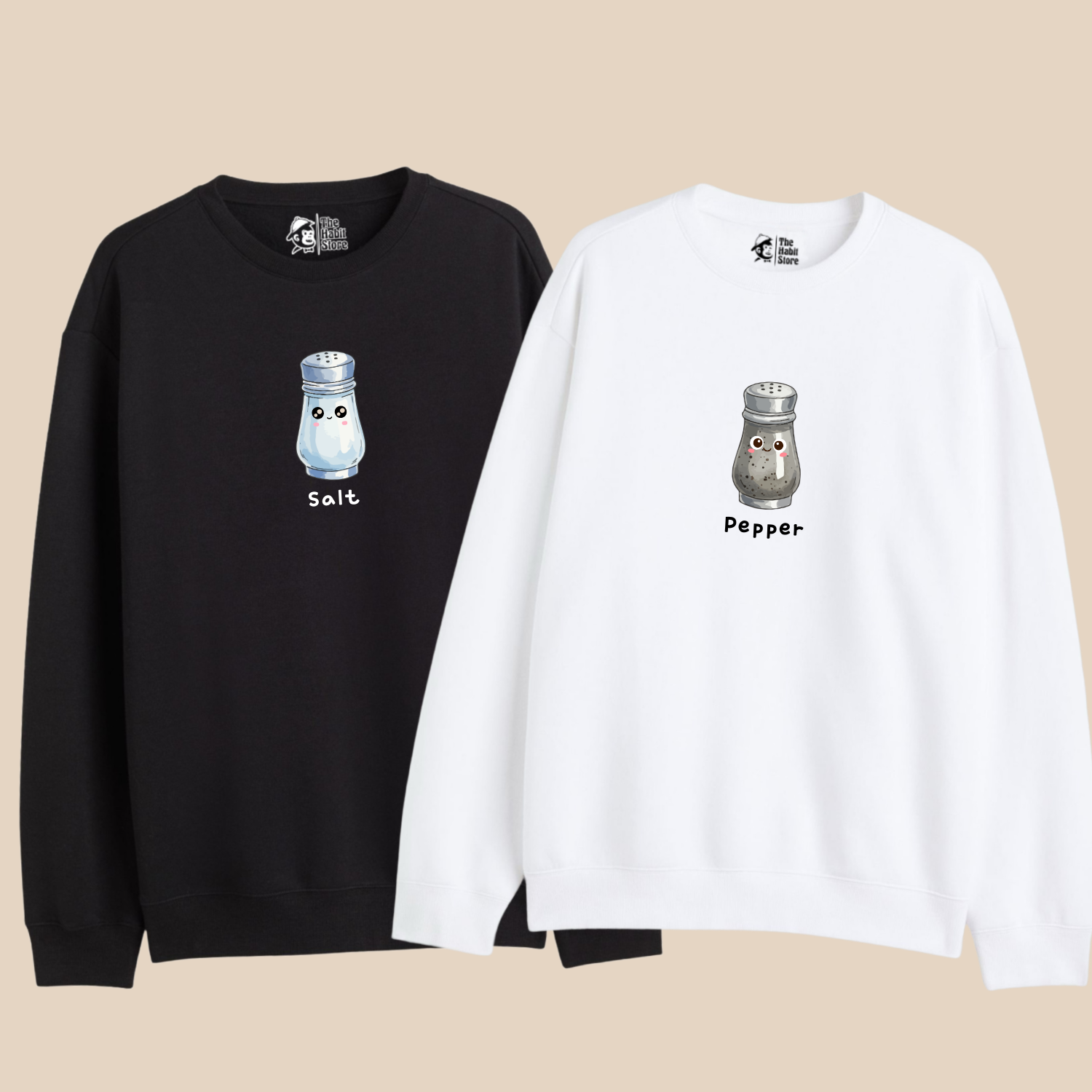 Salt – Pepper – Couple Oversized Sweatshirts (Set of 2) | Premium 400 GSM