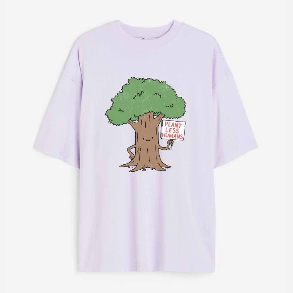 Plant Less Humans Lightweight 180 GSM Unisex Oversized T-shirts