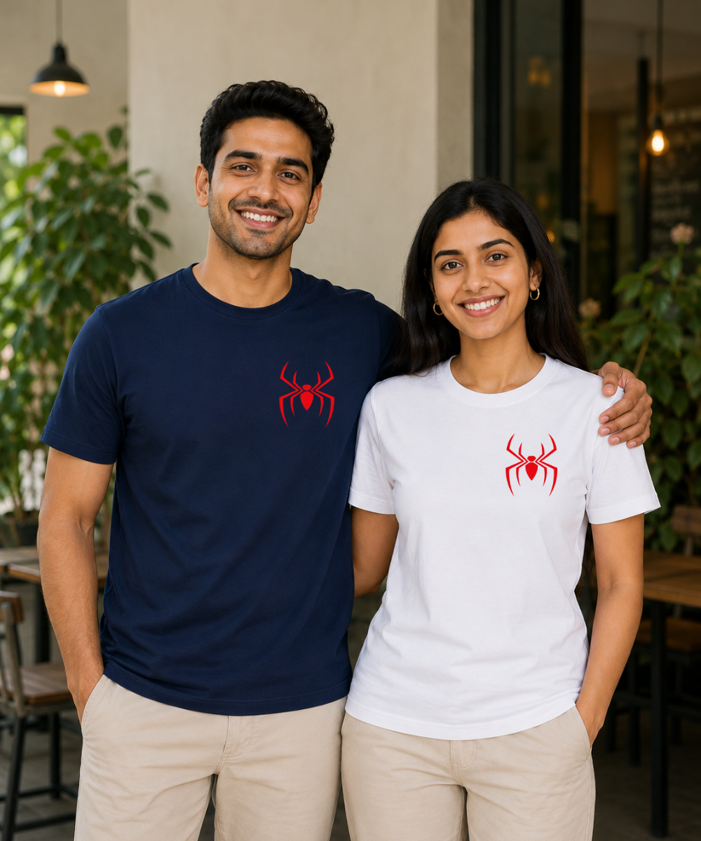 Great Power, Great Responsibility Spider Man – Couple Regular Fit T-shirts (Set of 2)