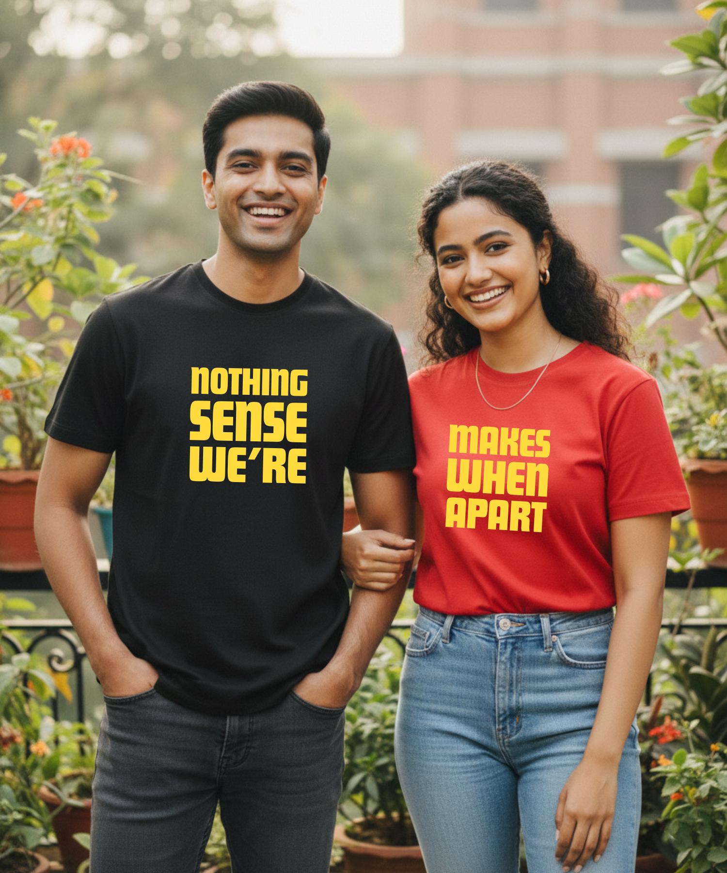 Nothing Makes Sense When We're Apart – Couple Regular Fit T-shirts (Set of 2)