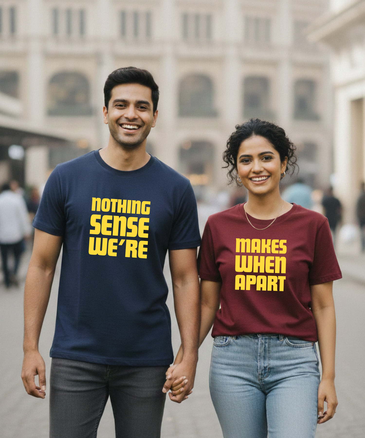 Nothing Makes Sense When We're Apart – Couple Regular Fit T-shirts (Set of 2)