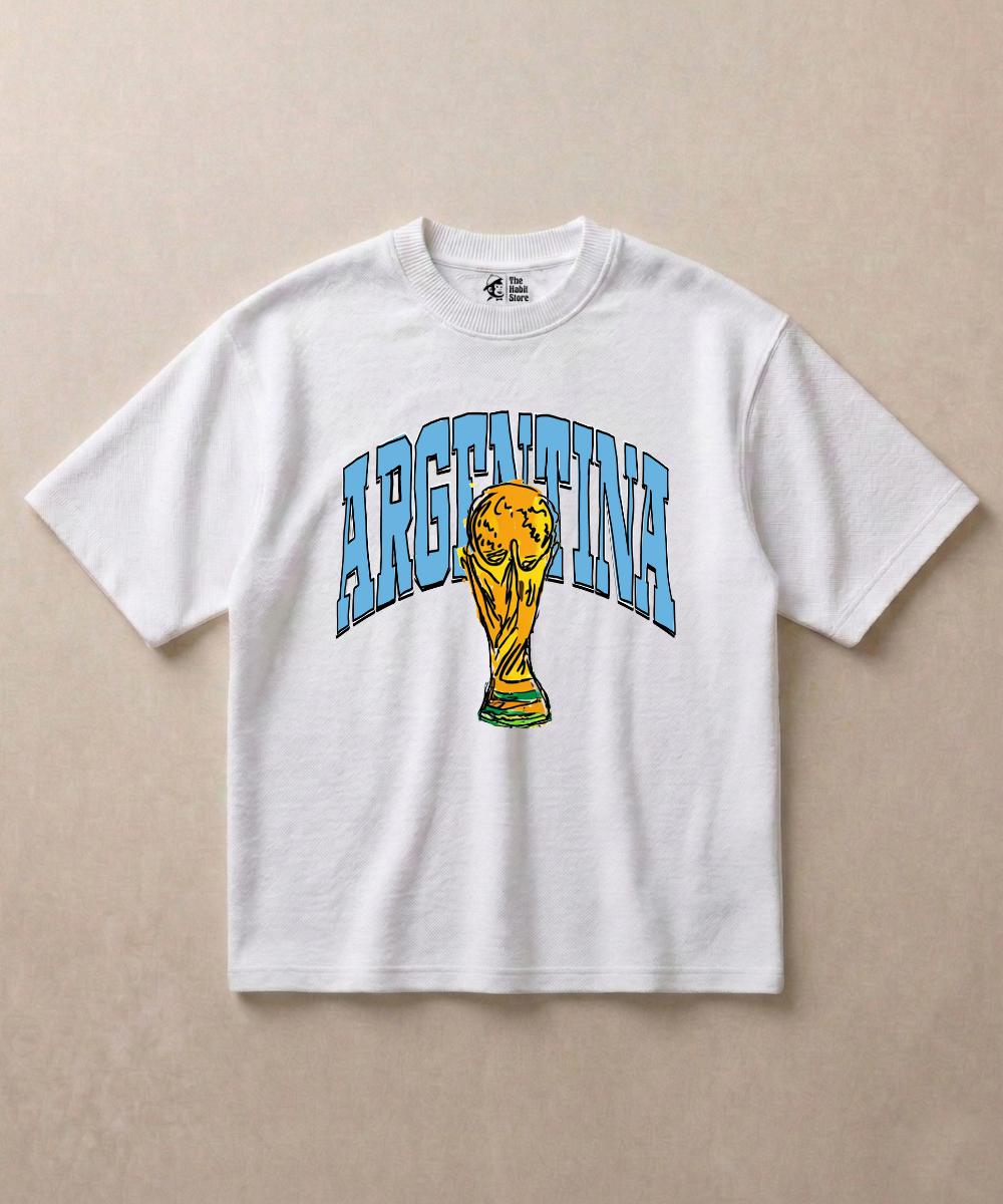 Argentina 2026 — Premium Football French Terry Oversized T-shirt