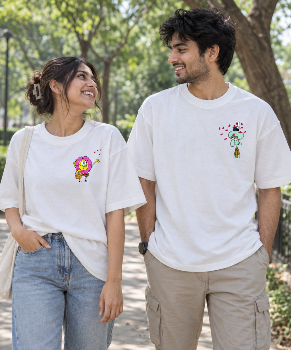 SpongeBob & Squidward – Couple Oversized Fit T-shirts (Set of 2)