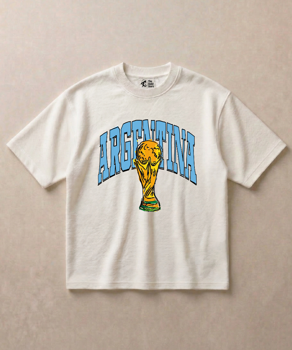 Argentina 2026 — Premium Football French Terry Oversized T-shirt