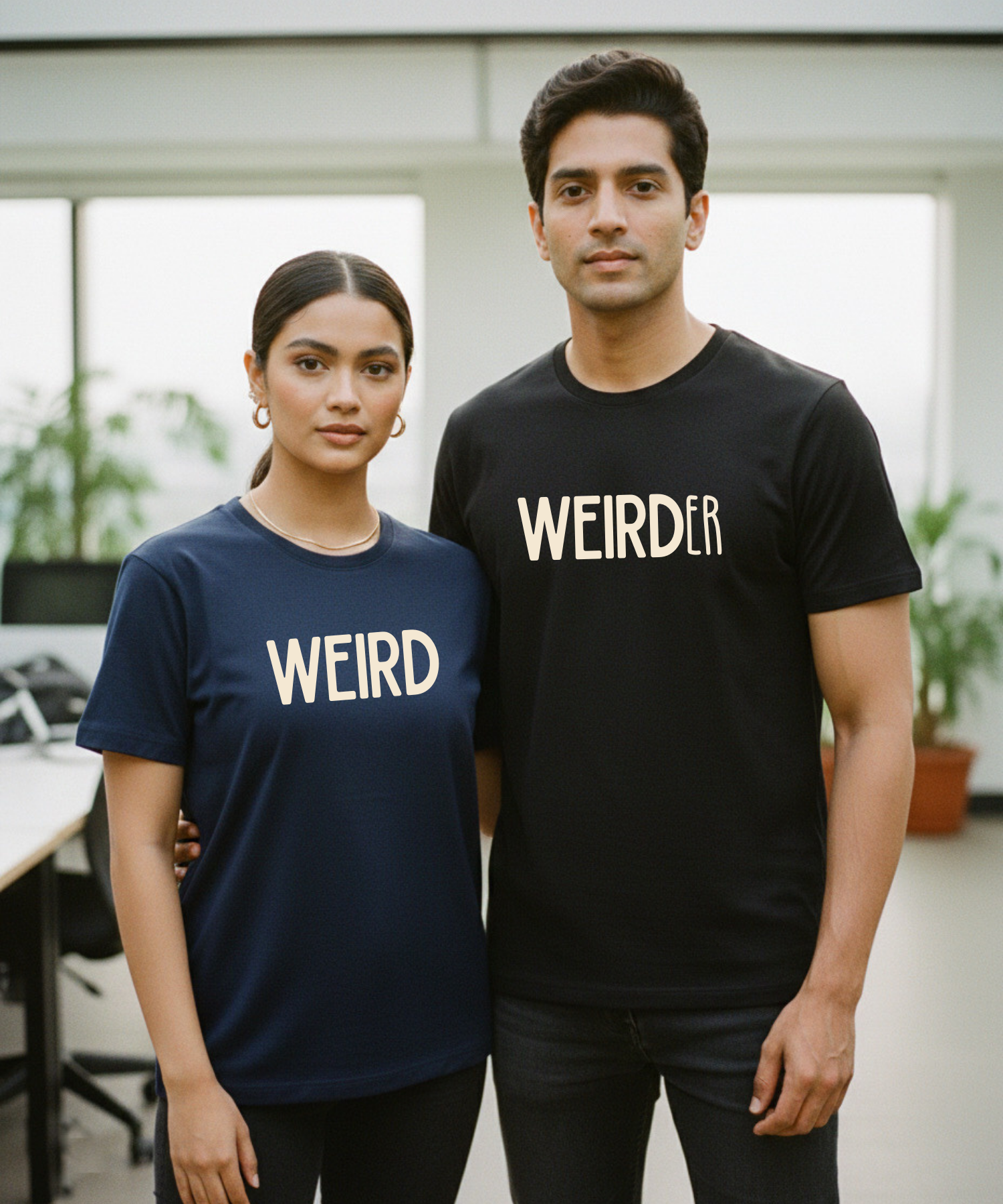 Weird / Weider – Couple Regular Fit T-shirts (Set of 2)