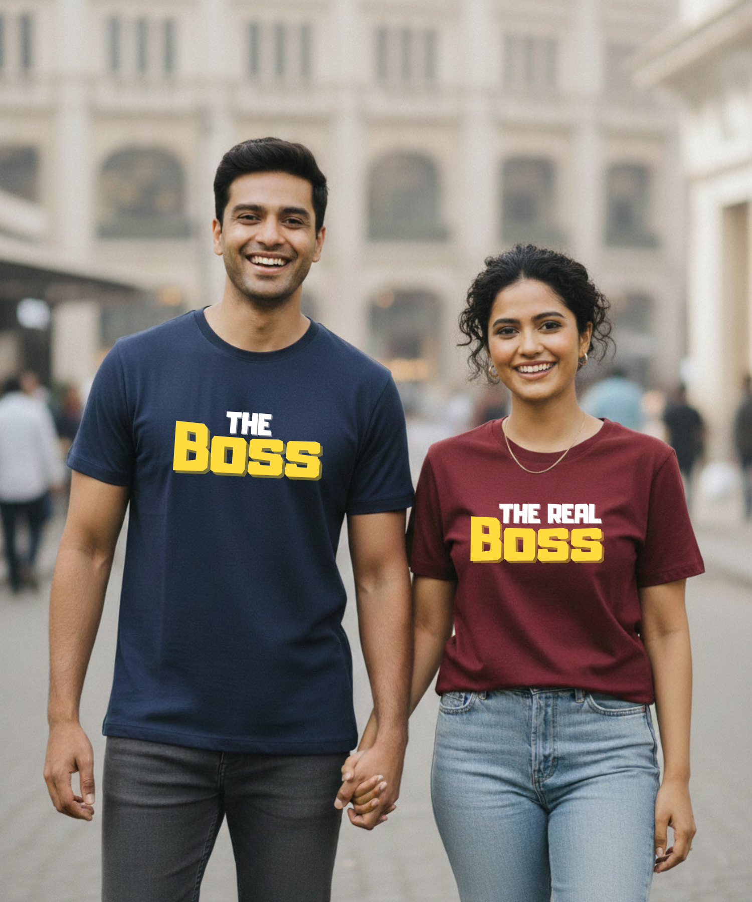 The Boss / The Real Boss – Couple Regular Fit T-shirts (Set of 2) - Yellow Edition