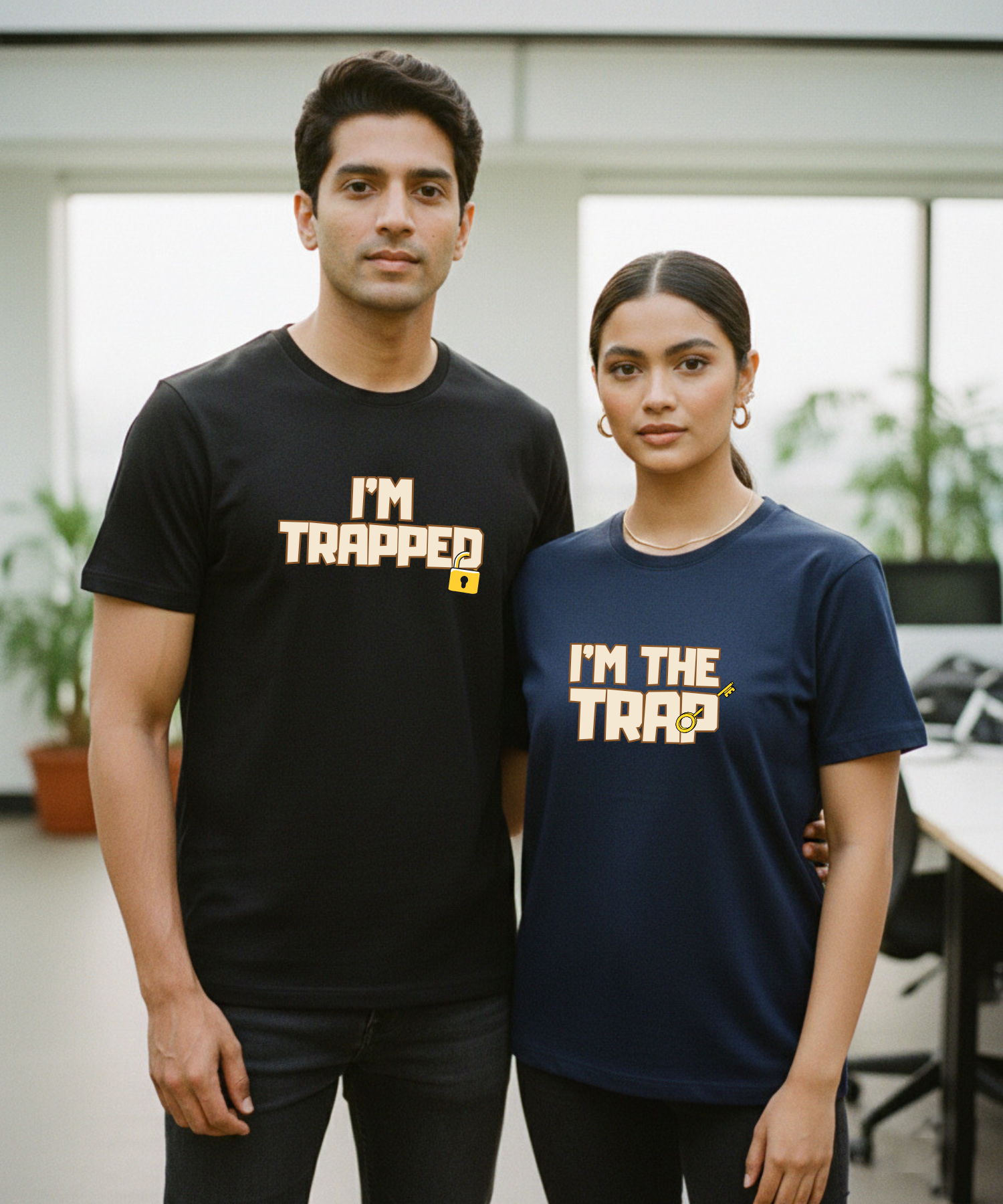 I'm Trapped / I'm The Trap – Couple Regular Fit T-shirts (Set of 2)