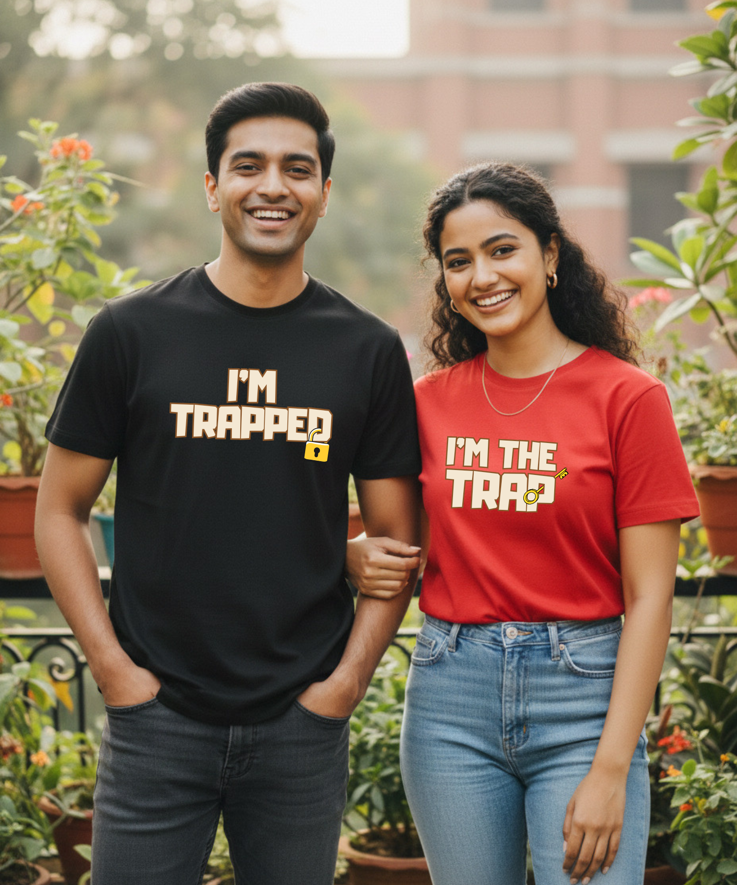 I'm Trapped / I'm The Trap – Couple Regular Fit T-shirts (Set of 2)