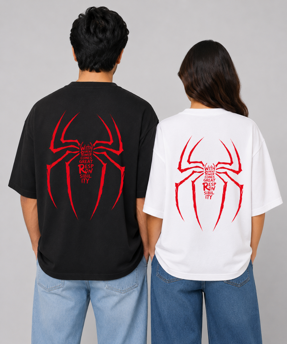 Great Power, Great Responsibility Spider Man– Couple Oversized Fit T-shirts (Set of 2)