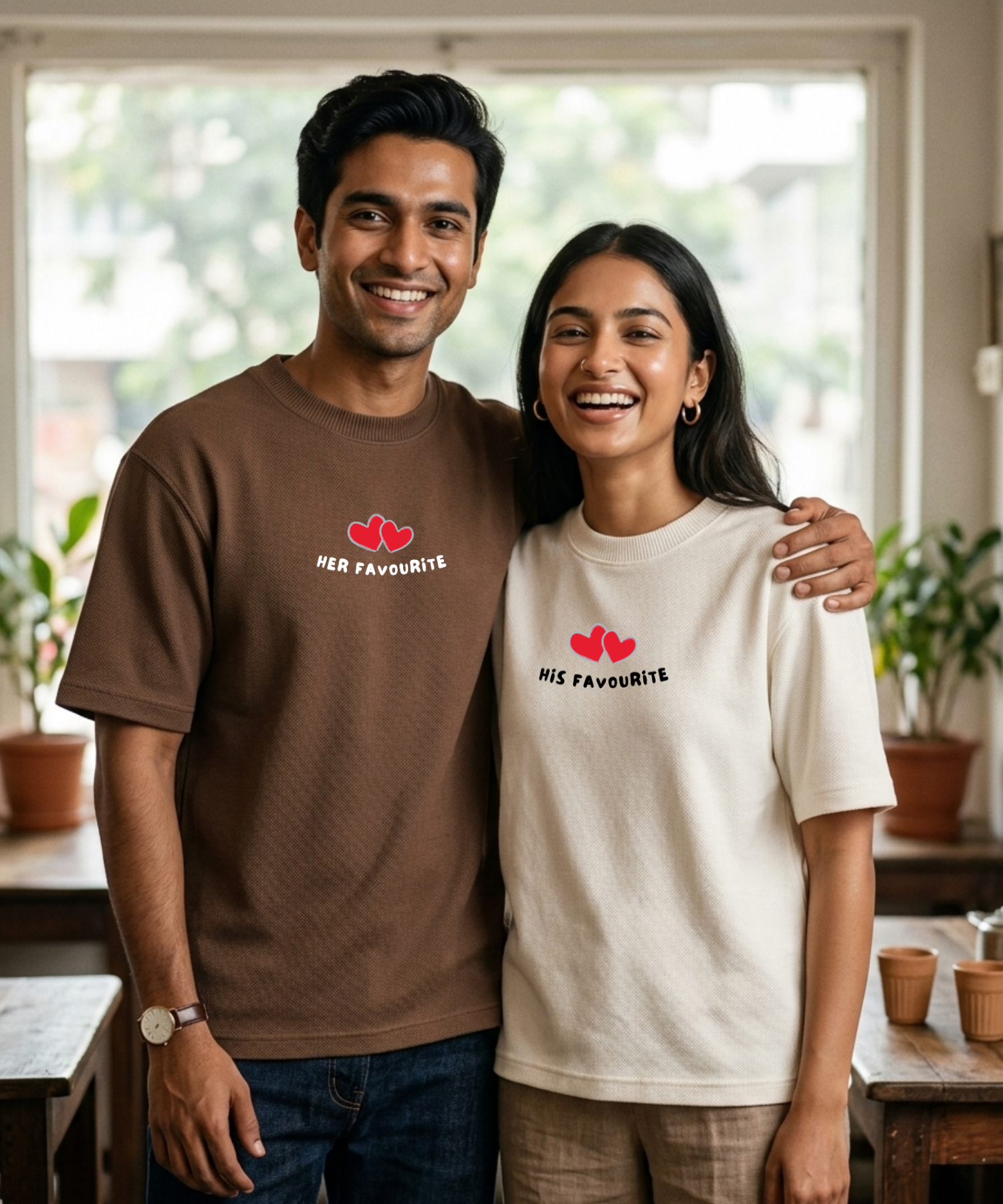 Her Favourite / His Favourite – Couple Oversized Fit T-shirts (Set of 2)