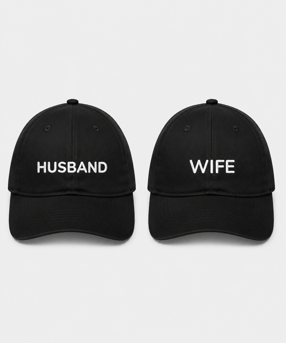 Husband & Wife – Embroidered Couple Caps Set of 2