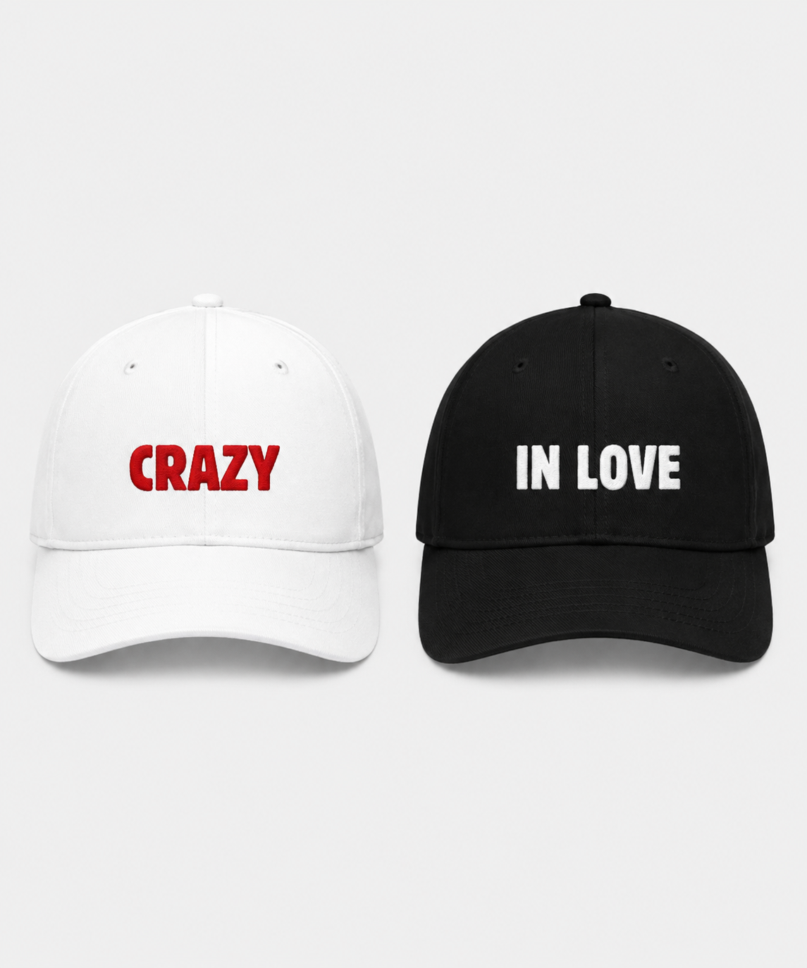 Crazy in Love – Embroidered Couple Caps Set of 2