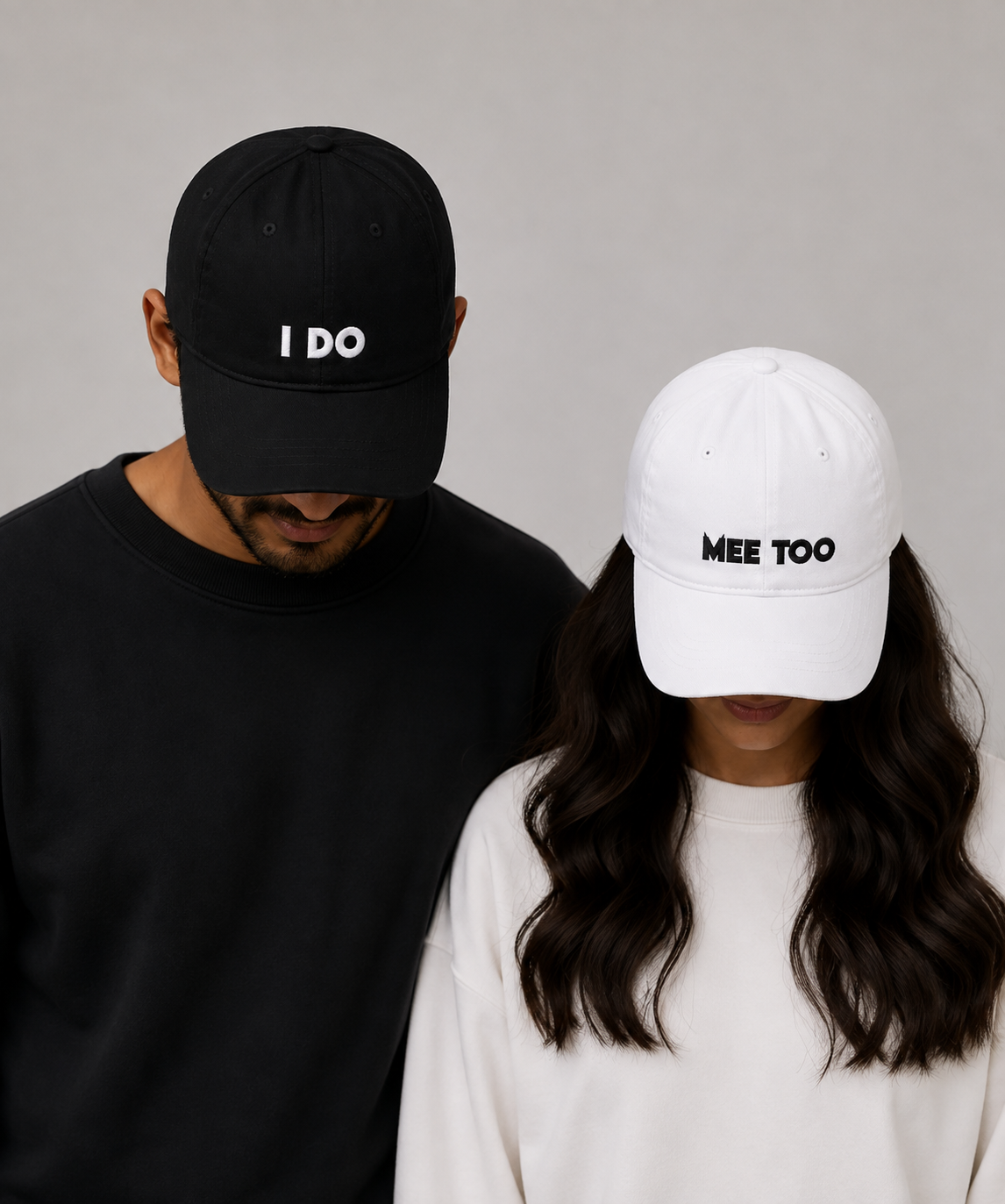 I Do & Mee Too – Embroidered Couple Caps Set of 2