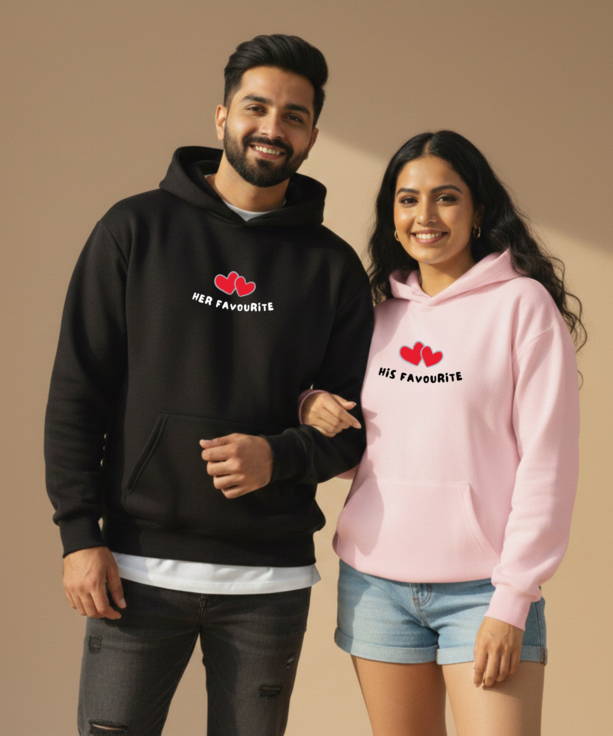Her Favourite / His Favourite – Couple Oversized Hoodies (Set of 2) | Premium 400 GSM